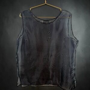 Vintage Erika Brooke 100% Nylon Sheer Black Beaded Size 18 Plus Size Top